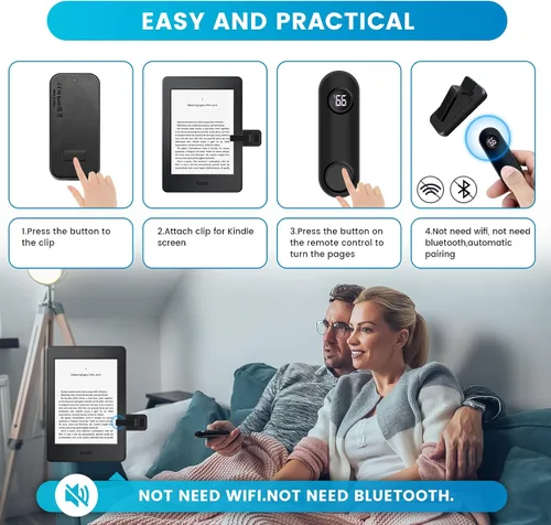 Vista 2 de Turner de páginas para Kindle Paperwhite, RF Control remoto Clicker Page Turner Accesorios Kindle para iPhone, iPad, tabletas Android, novelas