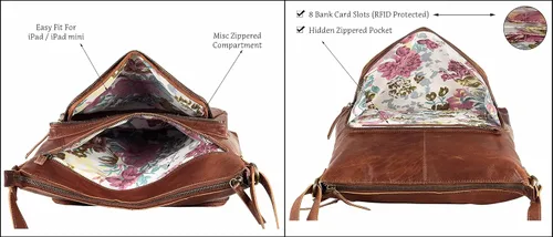 Vista 3 de Mou Meraki Bolso cruzado de cuero genuino y bolsos - Bolso cruzado sobre el hombro para mujer Genuine Leather, Crossover Bag, Over the Shoulder