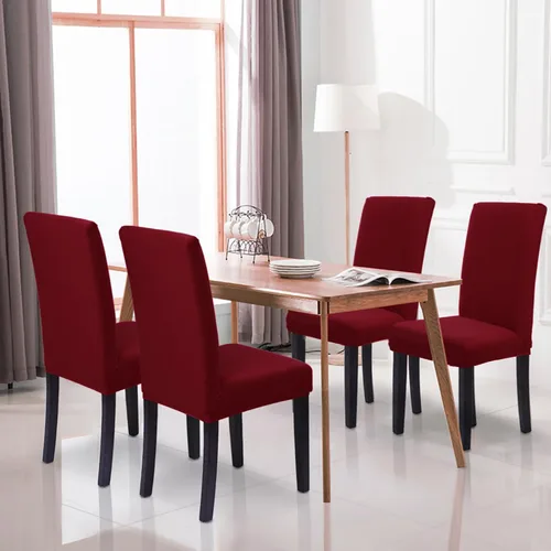Vista 2 de HZDHCLH Juego de 4 fundas para sillas de comedor color burdeos, fundas elásticas de elastano para sillas Parsons, paquete de 4, fundas de asiento