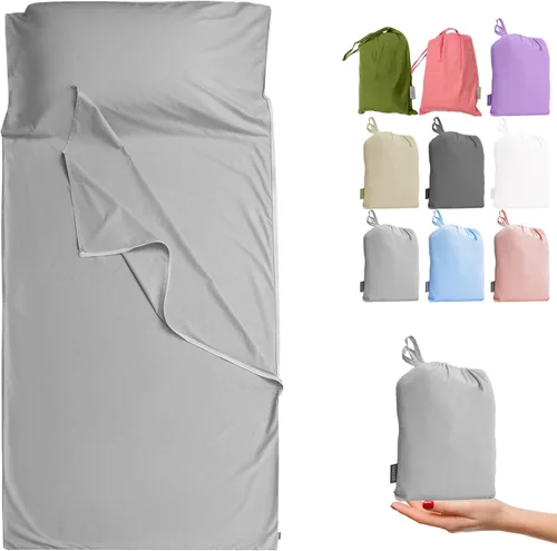Vista 17 de Forro de saco de dormir 100% algodón con cremallera, sábana de viaje para adultos, para hoteles, camping, excursionistas, colchón, caravana, sofá