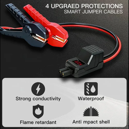 Vista 2 de MEGAWISE Cable de Arranque Inteligente Abrazadera Reforzadora de Batería de Servicio Pesado con Protección de Seguridad e Indicador LED