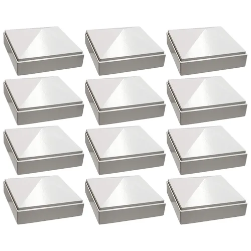 Vista 10 de Tapa de poste piramidal de aluminio de 2 x 2 pulgadas para postes de metal, ajuste a presión, color blanco con recubrimiento en polvo, resistente al