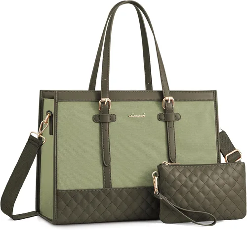 Vista 21 de LOVEVOOK Bolsa para Laptop para Mujeres de 15.6 pulgadas Bolsa Tote de Lona para Laptop, Bolsa de Trabajo de Gran Capacidad con Bolso de Mano, Bolsa