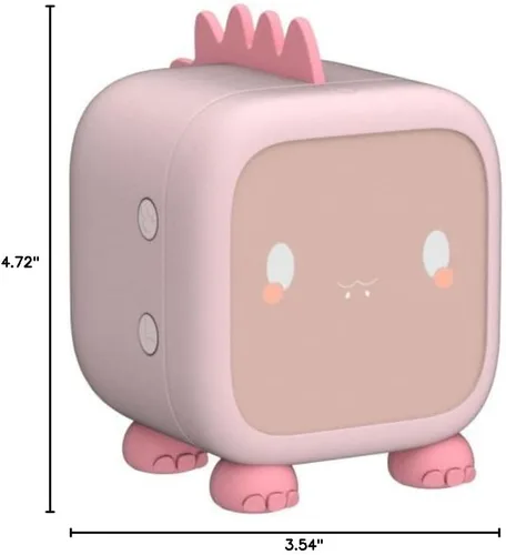 Vista 7 de Reloj despertador para niños con diseño de dinosaurio, reloj despertador digital rosa para niños y niñas con luz nocturna