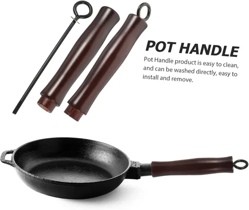 Vista 2 de 2 piezas de mango de wok mango de sartén accesorios de wok mango extraíble mango de sartén mango de agarre para olla caliente, mango de sartén mango