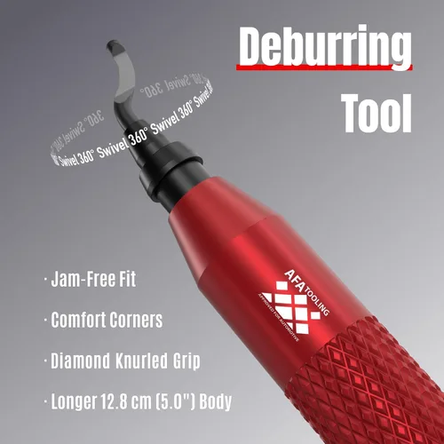 Vista 17 de AFA Tooling - Herramienta de desbarbado con 11 cuchillas HSS M2 - Mango de aluminio micropulido y anodizado con agarre moleteado de diamante - Ideal