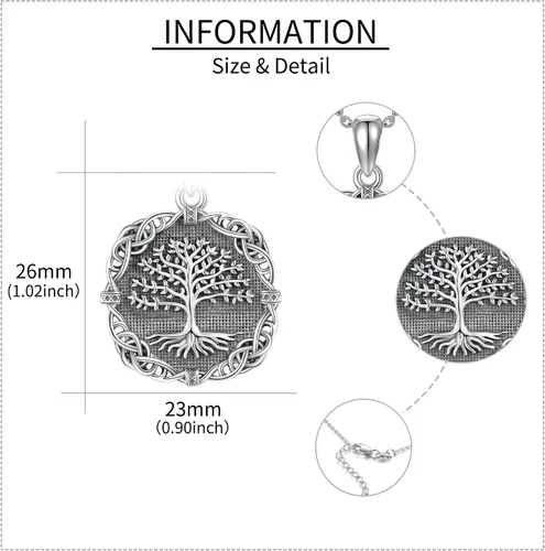 Vista 5 de YAFEINI Collar con colgante de árbol de la vida de plata de ley 925 para mujer, collar de árbol de la vida, joyería para madre, esposa, hija, novia