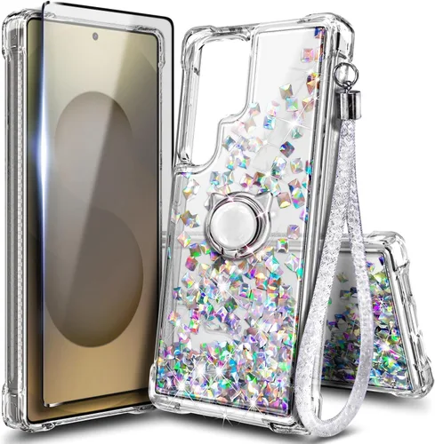 Vista 101 de NGB - Funda para teléfono Samsung Galaxy S9, color aguamarina/morado, bonita funda con purpurina líquida para mujeres y niñas, con protector