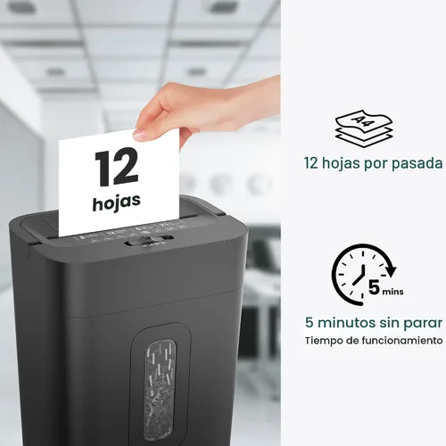 Vista 2 de 12-Sheet Cross Cut Paper Shredder, 5.55 Gallon Heavy Duty Shredder for Home Office, P-4 High Security Shredders for Paper/Credit