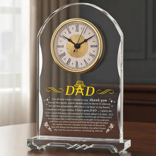 Vista 9 de Reloj de Cristal Significativo para Jubilación, Regalos para Mujeres y Hombres, Mejor Jefe de Todos, Feliz Reloj de Jubilación Placa de Regalo