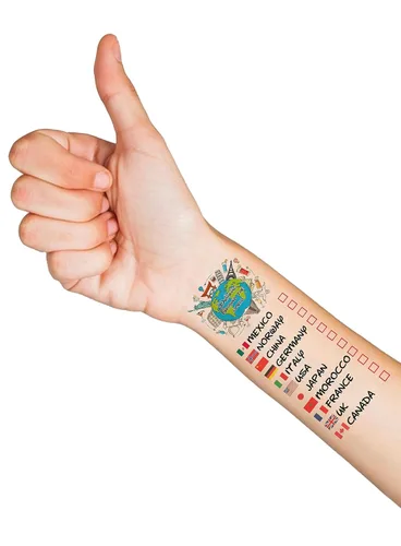 Vista 4 de Beber alrededor del mundo - Paquete de 4 tatuajes - Perfecto para viaje a Epcot
