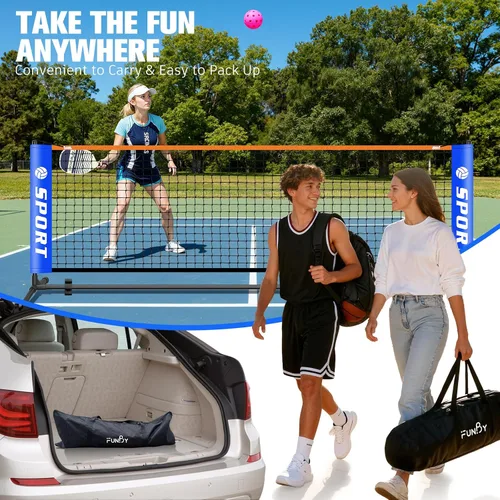 Vista 6 de Red de pickleball para entrada, juego de red de pickleball portátil con paletas, bolsas de agua, pelotas de pickleball portátiles al aire libre