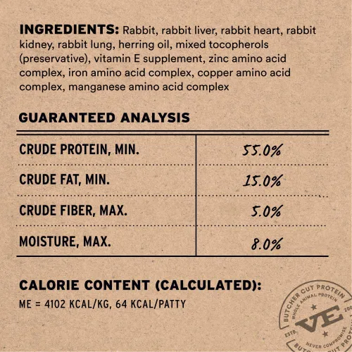 Vista 3 de Vital Essentials Alimento crudo liofilizado para perros, mini empanadas de conejo, 14 onzas