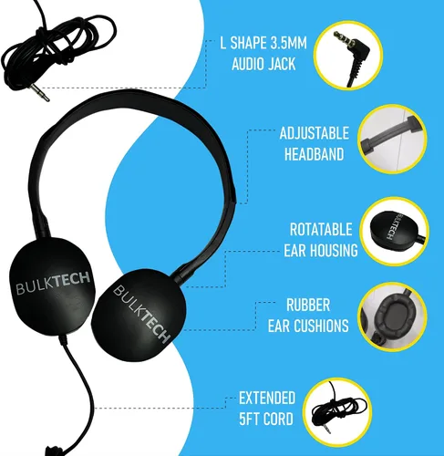 Vista 5 de 1 paquete de auriculares de goma con cable con conector de 0.1 in, color negro