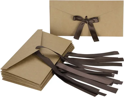 Vista 8 de 10 sobres con nudo, 5 perlas de color para tarjeta de regalo de negocios, boda, fiesta, invitación, 8.6 x 4.2 pulgadas, sobre de tarjeta de regalo
