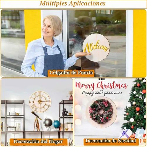 Vista 7 de 20 Piezas Discos de Madera Redondos de 12 Pulgadas para Manualidades, Audab Círculos de Madera Sin Acabar Redondos de Madera Recortes de Madera