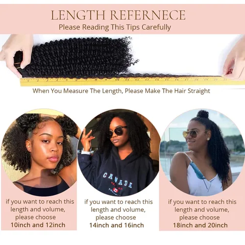 Vista 6 de Loxxy Afro rizado extensiones de clip grueso 100 % virgen Remy cabello humano 4B 4C negro natural 7 piezas con 17 clips 4.23 onzas/120 g por juego