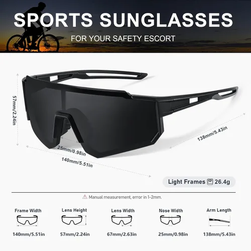 Vista 3 de Gafas de sol polarizadas deportivas para hombres y mujeres, gafas de sol para pesca, ciclismo, bicicleta de montaña, béisbol con protección UV