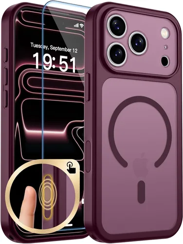 Vista 130 de zapica Funda magnética para iPhone Air, con protector de pantalla de vidrio templado, compatible con MagSafe, translúcida mate, a prueba de golpes