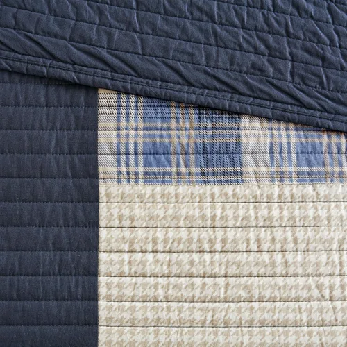 Vista 9 de Woolrich - Juego de edredón reversible de algodón, estilo cabaña invertido a color sólido, colcha ligera de retazos para todas las estaciones
