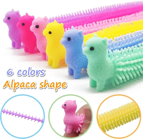 Vista 3 de 18 piezas de juguetes de cuerda elástica, juguete sensorial de alpaca, fideos para apretar para niños, niñas, adultos, regalos de fiesta