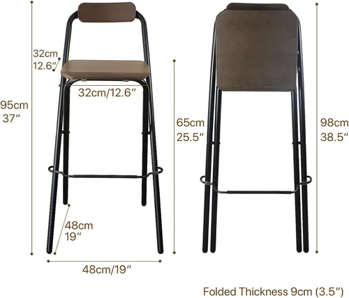 Vista 3 de Taburete de bar plegable moderno de acero para desayuno, asiento de plástico, sillas plegables para exteriores, silla de comedor impermeable