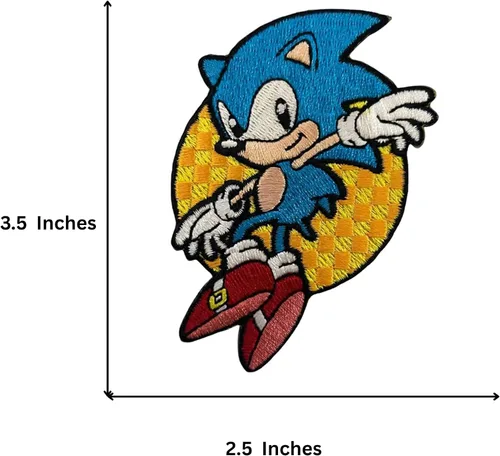 Vista 4 de Leaping Sonic - Parche para planchar clásico de Sonic The Hedgehog