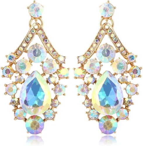Vista 7 de janefashions elegante AB Rhinestone austríaco Crystal babero collar arete set n1623g Oro