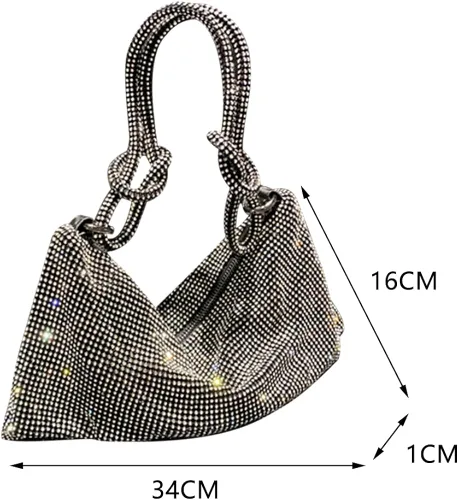 Vista 5 de Bolso de mano con diamantes de imitación bolso de noche brillante para mujer bolso de noche bajo las axilas bolsas de hombro para cena fiesta boda