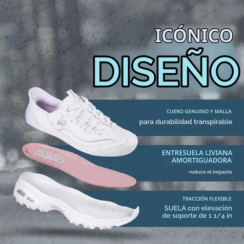 Vista 4 de Skechers Women's D'Lites New Scene Sneaker Blanco/Plateado