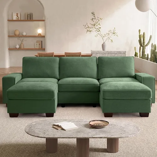 Vista 52 de TEKAMON - Sofá modular de 73" con almacenamiento en el asiento, sofá biplaza moderno de tela de chenilla para sala de estar, oficina, apartamento