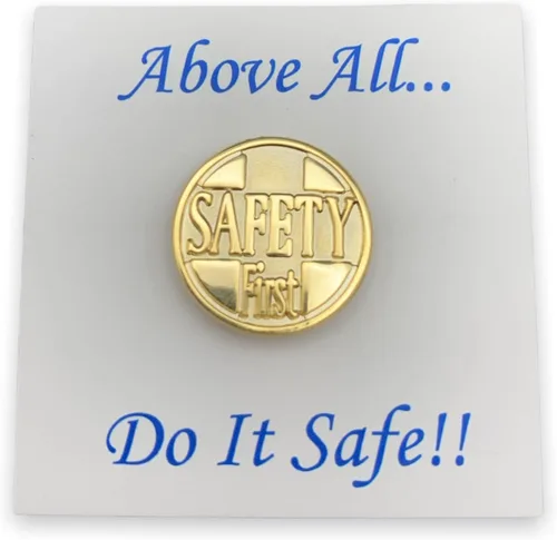 Vista 3 de StockPins Safety First Employee Safety Program Award Pin de solapa y juego de tarjetas de regalo, Sin gemas.