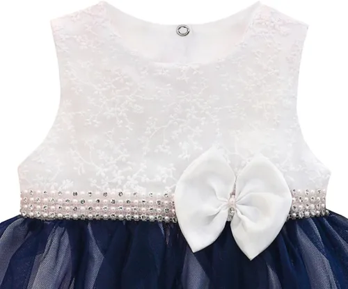 Vista 5 de Lilax Vestido de tul de encaje para niña, traje de fiesta de 3 piezas marino