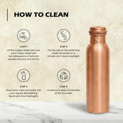 Vista 5 de 100% Real Copper Water Bottle Set of 2 (34 oz / 1 Liter Each), Hammered & Plain Finish Pure Copper Drinking Bottles with Leak Proof Lids, Durable