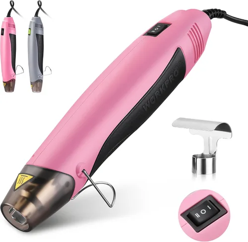 Vista 9 de WORKPRO Pistola de calor, mini pistola de aire caliente de 400 W con boquilla reflectora, 2 ajustes de temperatura de 482 ℉ (482.0 °F)/842 ℉