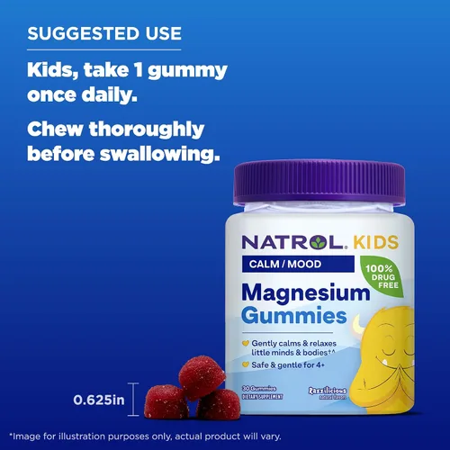Vista 6 de Natrol Gomitas de citrato de magnesio para niños, calma y relaja suavemente las mentes y cuerpos pequeños, además de apoyar la relajación y función