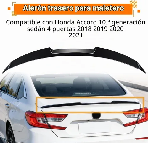 Vista 2 de Alerón para maletero compatible con Honda Accord 10ª generación 2018 2019 2020 2021, alerón para labio de maletero con plástico ABS para sedán de 4