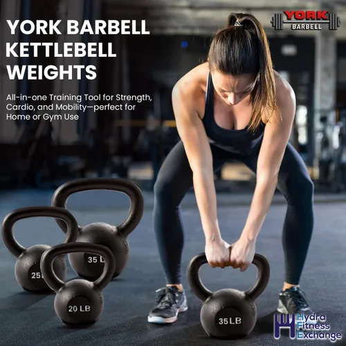 Vista 2 de Kettlebell Weights – 5lb to 80lb Cast Iron Kettlebells with Matte Black Finish – Full Body Strength Training & CrossFit Conditioning – Ideal for