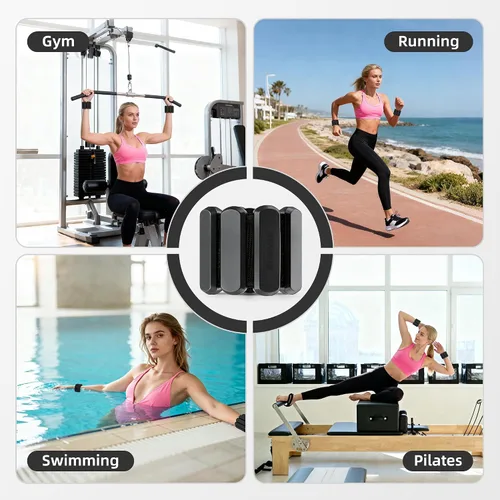 Vista 8 de Pesas de tobillo de muñeca para mujeres y hombres, 2 libras/par, pesas ajustables para brazos, piernas, pilates, pulseras con peso para gimnasio