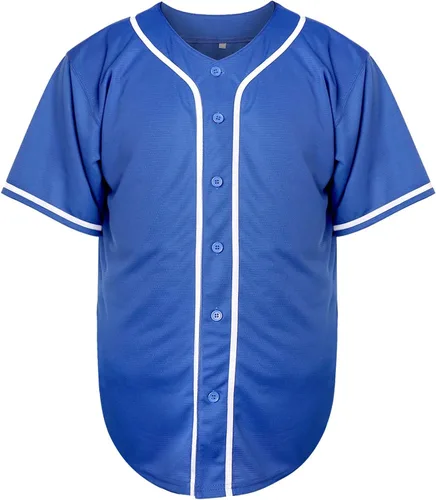 Vista 2 de Camiseta de béisbol de manga corta con botones estilo hipster de Hip Hop en blanco