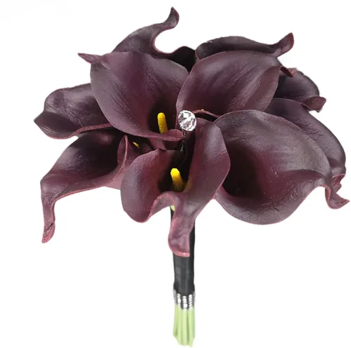 Vista 9 de Mini ramos de flores artificiales de 15 pulgadas con 10 tallos (Auroral)