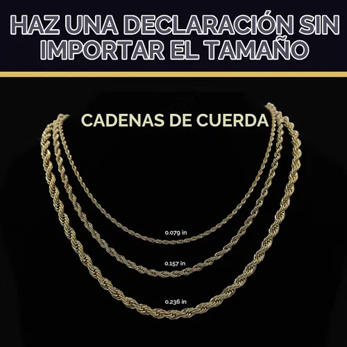 Vista 4 de Cadena GLD de cuerda - Cadena de cuerda chapada en oro con bolsa de viaje de almacenamiento exclusiva - Cierre a prueba de arrebato, resistente al