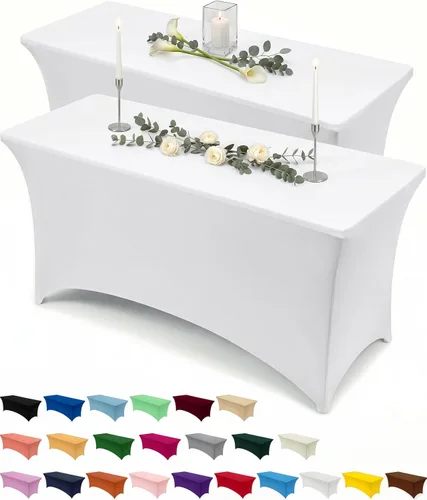 Vista 50 de Utopia Kitchen Mantel rectangular de spándex de 4 pies [1 unidad, negro] 200 GSM elástico, ajustado, lavable y resistente a las arrugas, cubierta