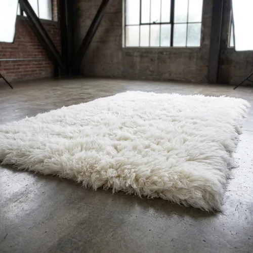 Vista 4 de Elegante alfombra Flokati ultra afelpada de 3 x 5 pies. Largo pelo de lana orgánica de 4 pulgadas. Alfombra gruesa de lana natural. (3' x 5')