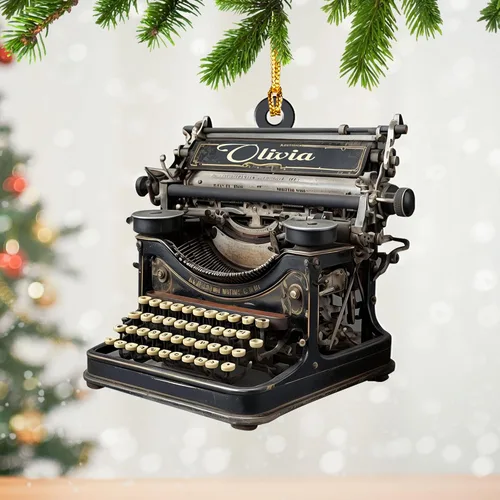 Vista 7 de Adorno de máquina de escribir personalizado, adorno de máquina de escribir antiguo, máquinas de escribir manuales, decoración de máquina de escribir