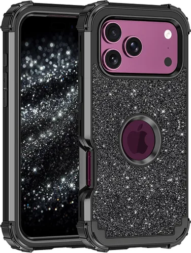 Vista 10 de LONTECT Funda para iPhone 15 Plus con purpurina brillante 3 en 1, a prueba de golpes, resistente, híbrida, resistente, funda protectora de alto