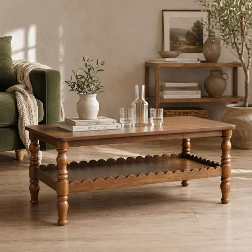 Vista 7 de Mesa auxiliar de madera, 39.37 pulgadas, cuadrada de mediados de siglo, mesa central de madera moderna de madera de fibropanel de densidad media