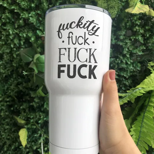 Vista 5 de Fuckity Fuck - Vaso de viaje de acero inoxidable de 30 onzas, vaso de café aislado