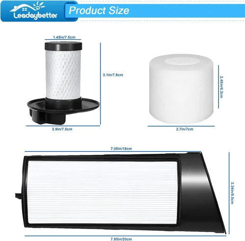 Vista 4 de Leadaybetter ICZ362H - Filtro de repuesto para aspiradora inalámbrica Shark ICZ362H / IC160 / IC162 Vertex Pro Powered Lift-Away, parte XFFK160
