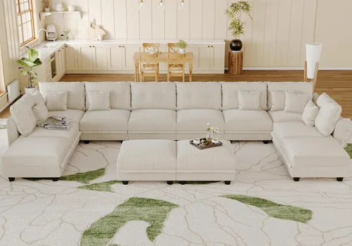 Vista 22 de LLappuil Sofá Seccional Modular con Asientos de Almacenamiento, Sofá Modular Convertible de Pana Chaise para Sala de Estar, Sofás de 5 Plazas con 3
